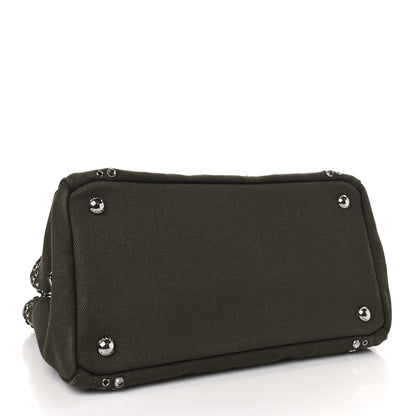 Prada Canvas Crystal Studded Canapa Tote Militare 4 of 9