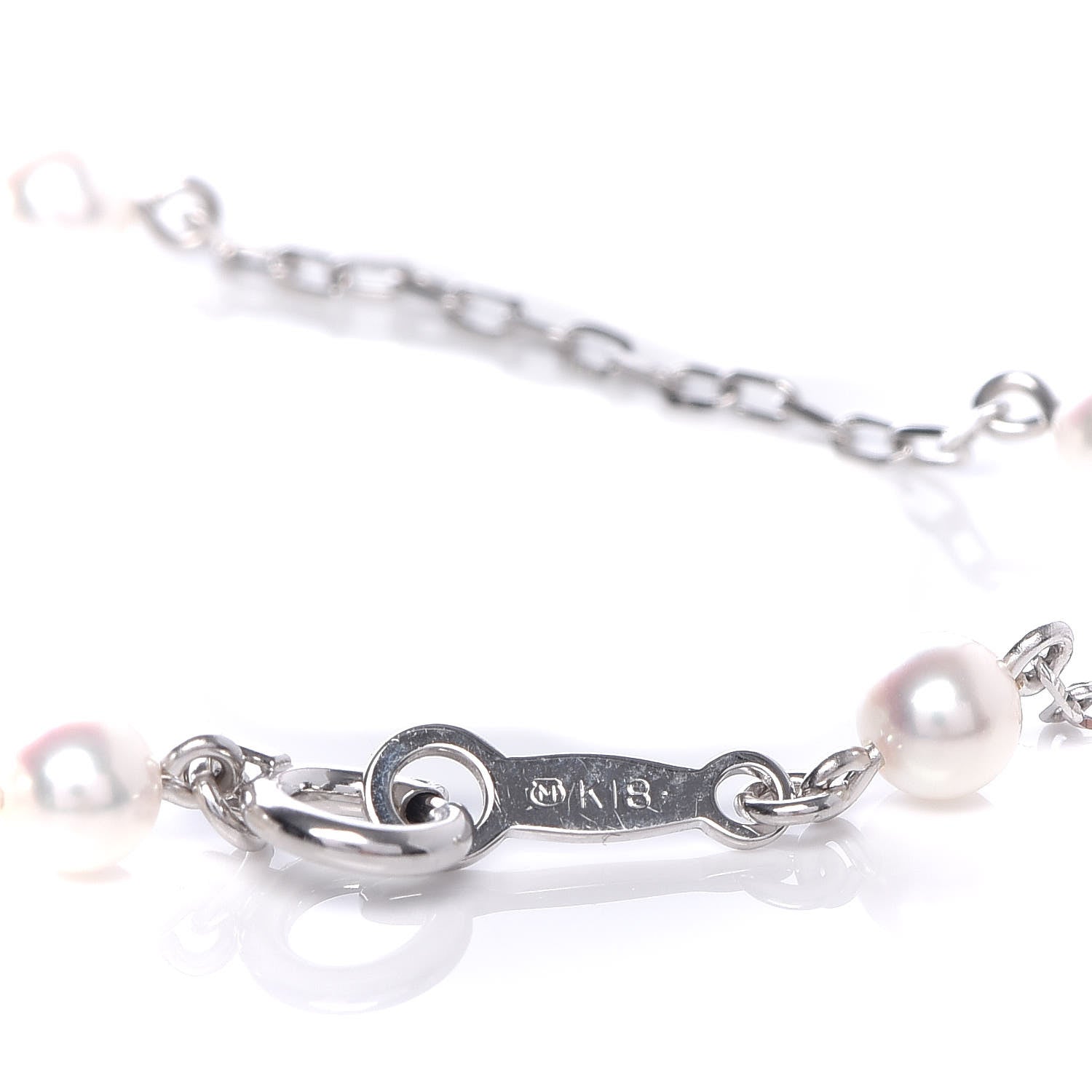 Mikimoto 18K White Gold Akoya Pearl 3.5-4mm Station Bracelet 4 of 4