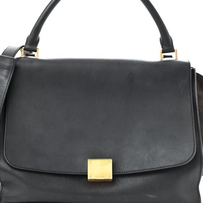 Celine Smooth Calfskin Suede Medium Trapeze Blue Black 9 of 18
