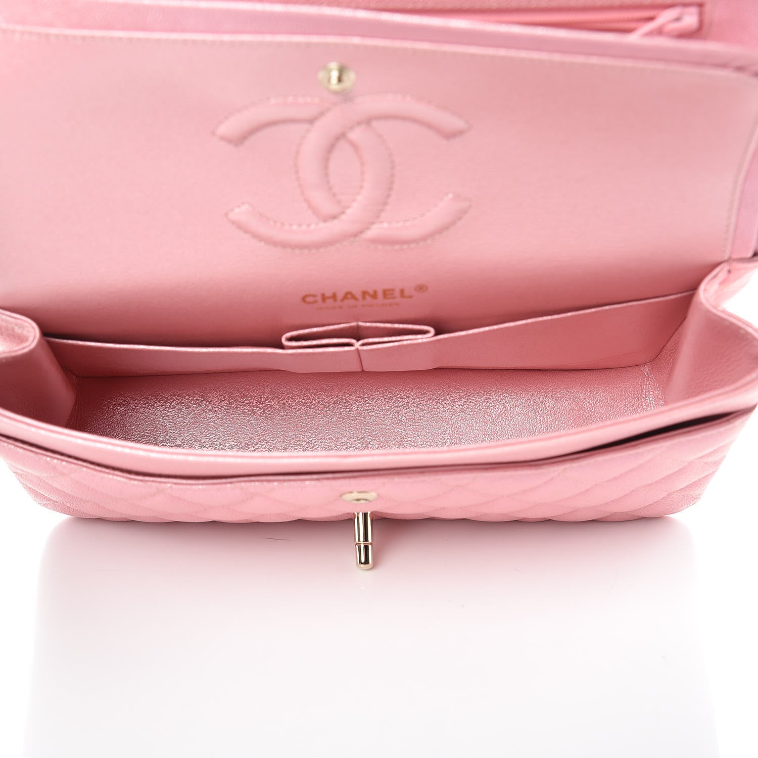 Chanel Iridescent Caviar Quilted Medium Double Flap Rose Pink 6 of 10
