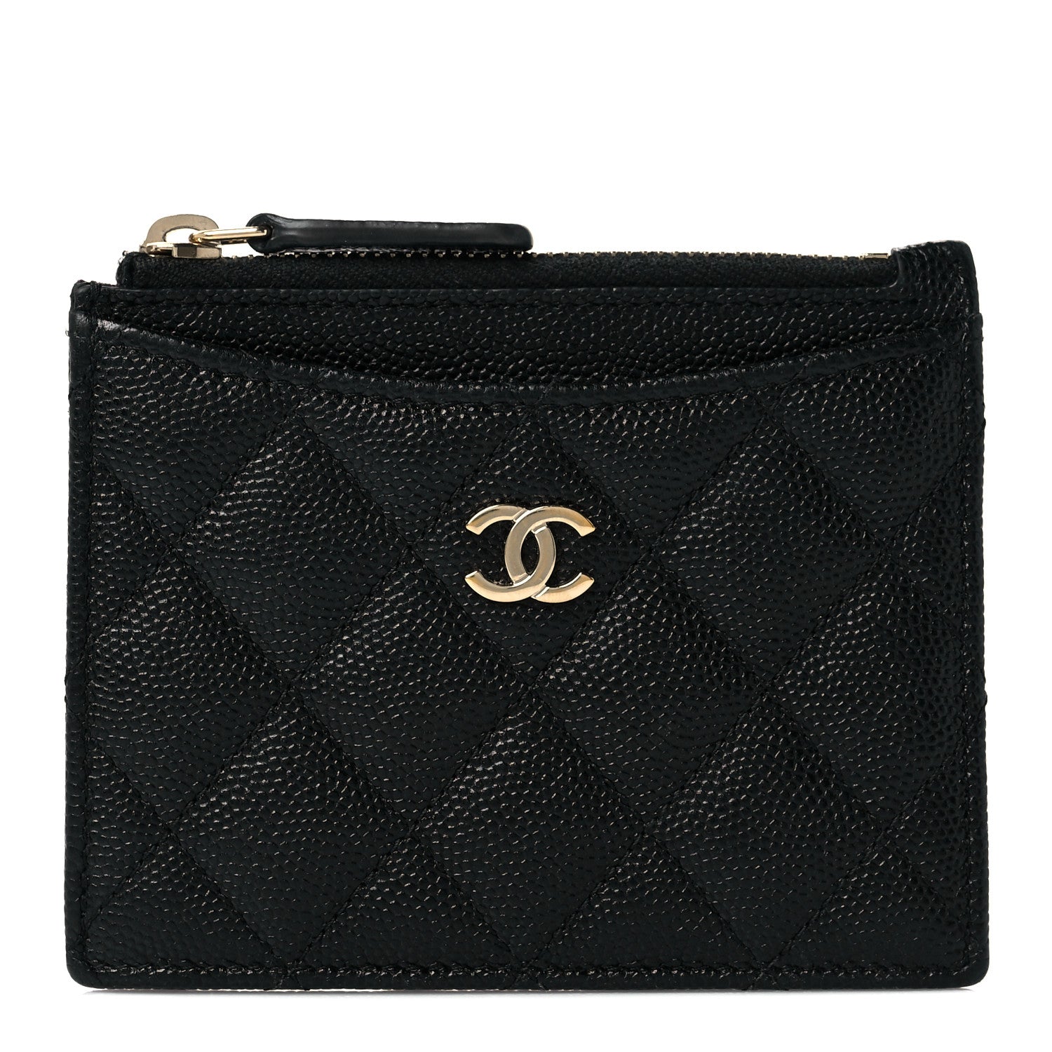 Chanel Caviar Quilted CC Zip Card Holder Black 1 of 9