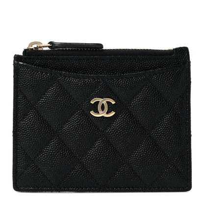 Chanel Caviar Quilted CC Zip Card Holder Black 1 of 9