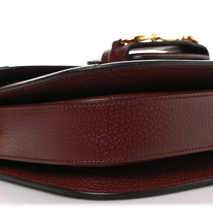 Gucci Monogram Textured Dollar Calfskin Horsebit 1955 Shoulder Bag Sahara Rubino Chardonnay 8 of 9