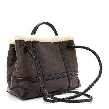 Bottega Veneta Shearling Aviator Small Andiamo Shoulder Bag Brown 3 of 11
