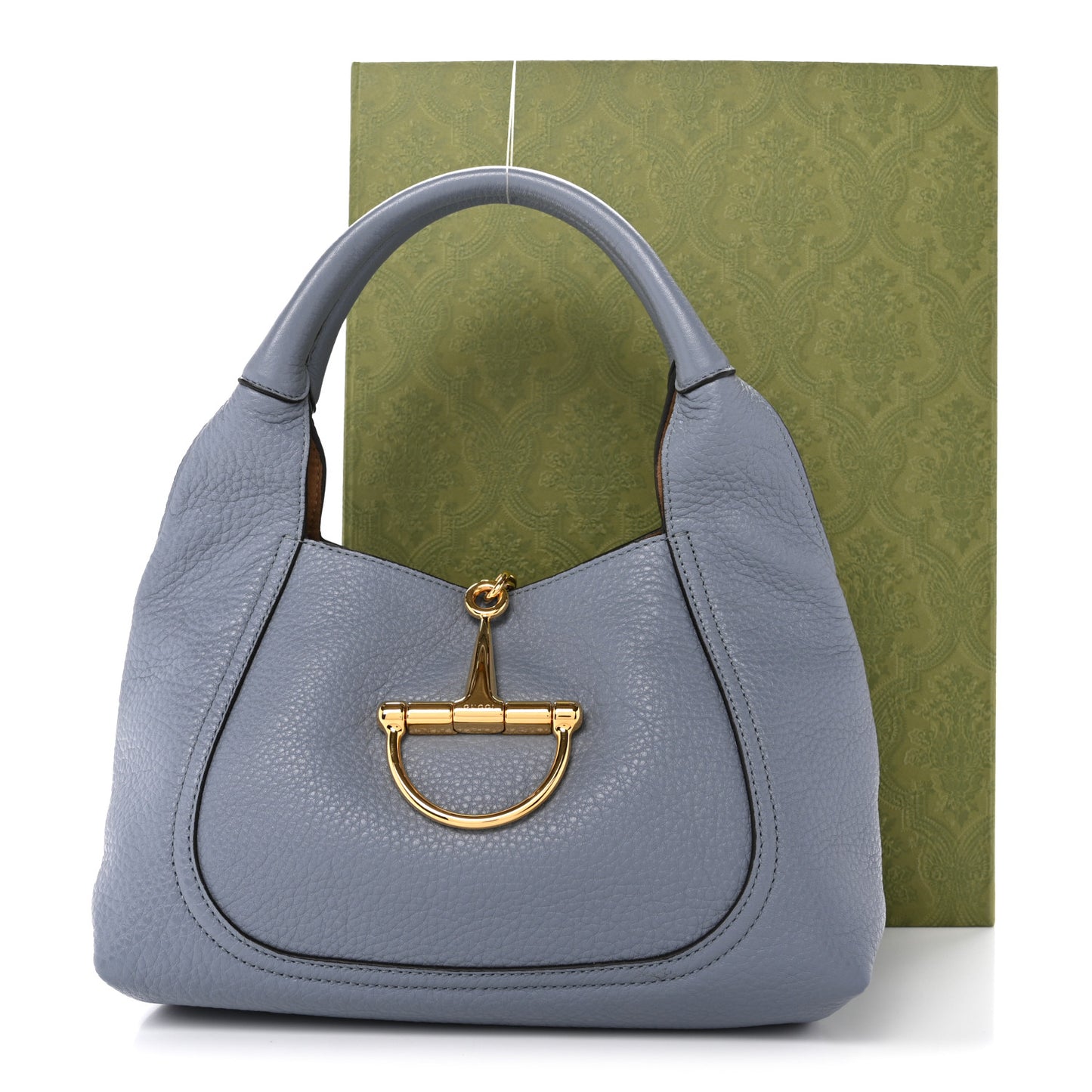 Grained Calfskin Softbit Medium Shoulder Bag Dusty Blue