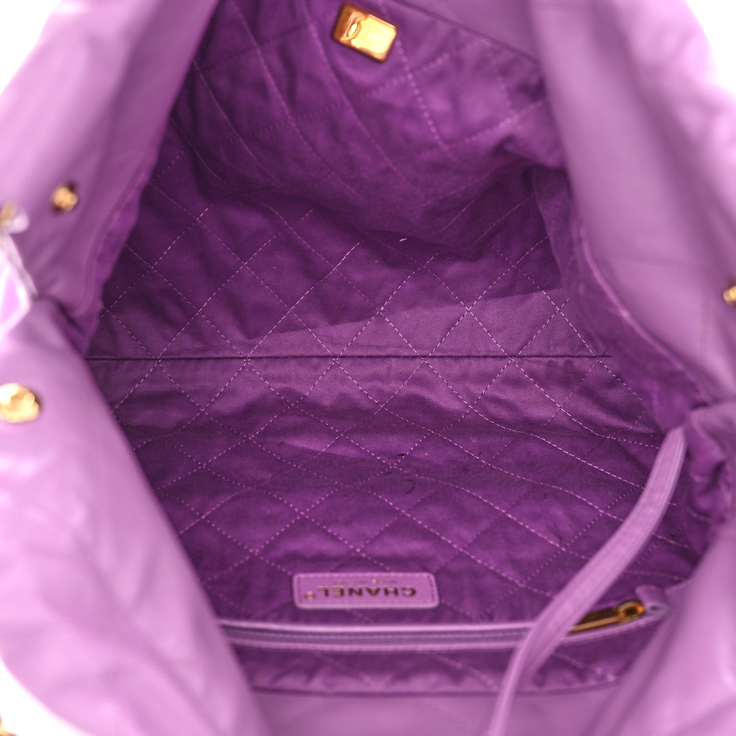 Shiny Calfskin Quilted Small Chanel 22 Purple