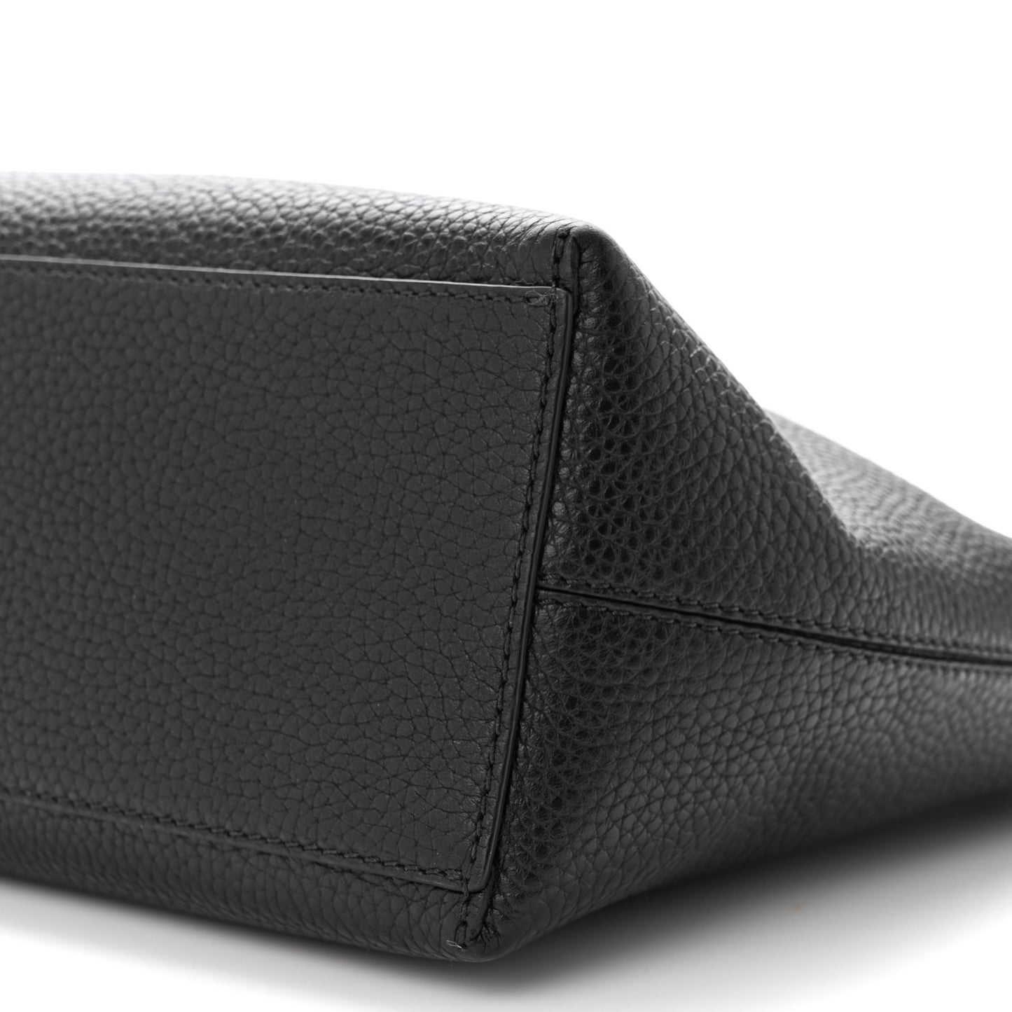 Grained Calfskin Small Rockstud Shoulder Tote Black