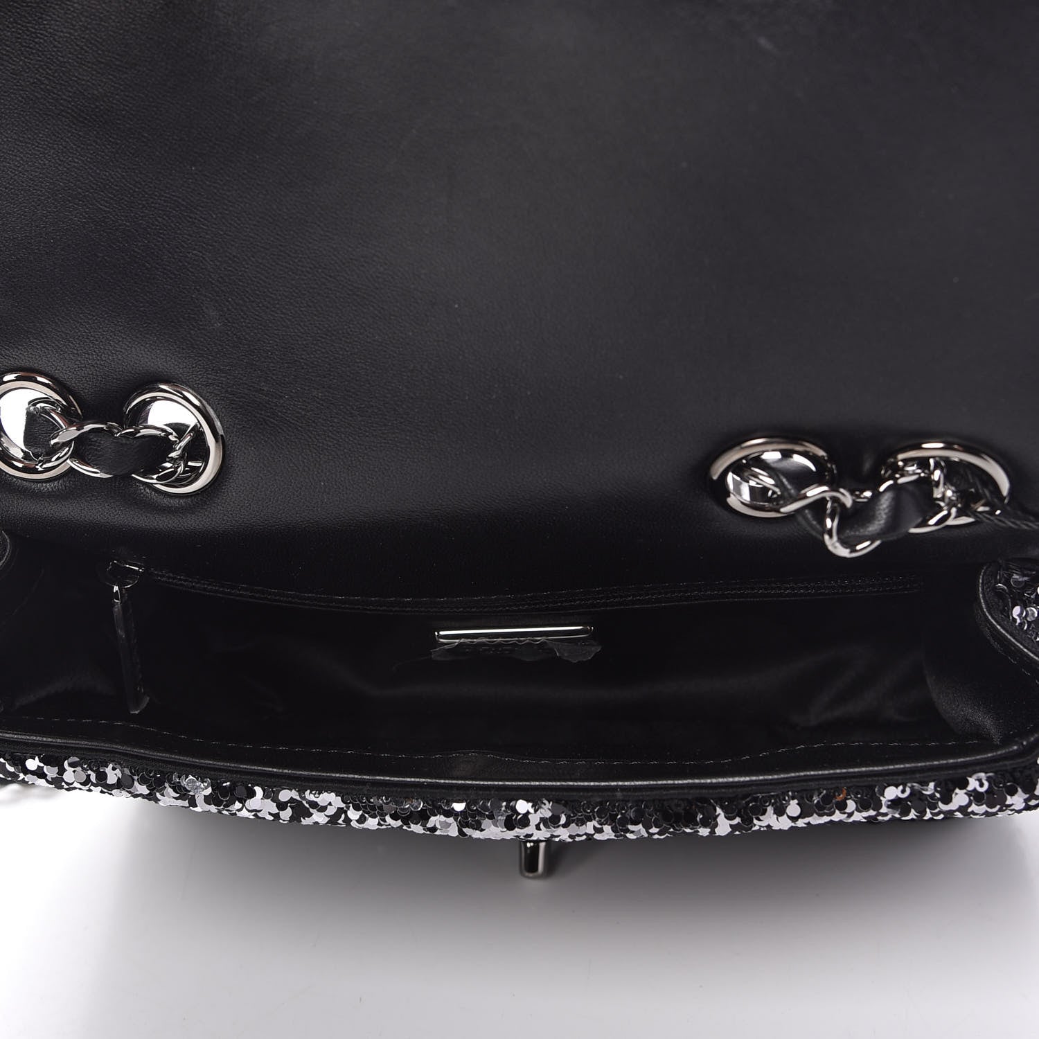 Chanel Sequin Single Flap Silver Black Silver 5 of 10