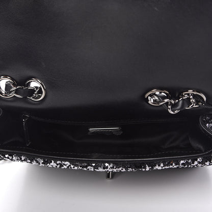 Chanel Sequin Single Flap Silver Black Silver 5 of 10