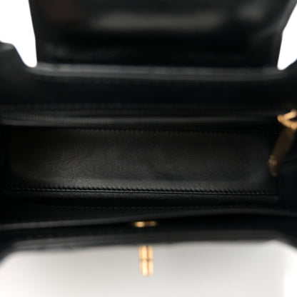 Chanel Shiny Aged Calfskin Quilted Nano Kelly Shopper Black Pink 5 of 11