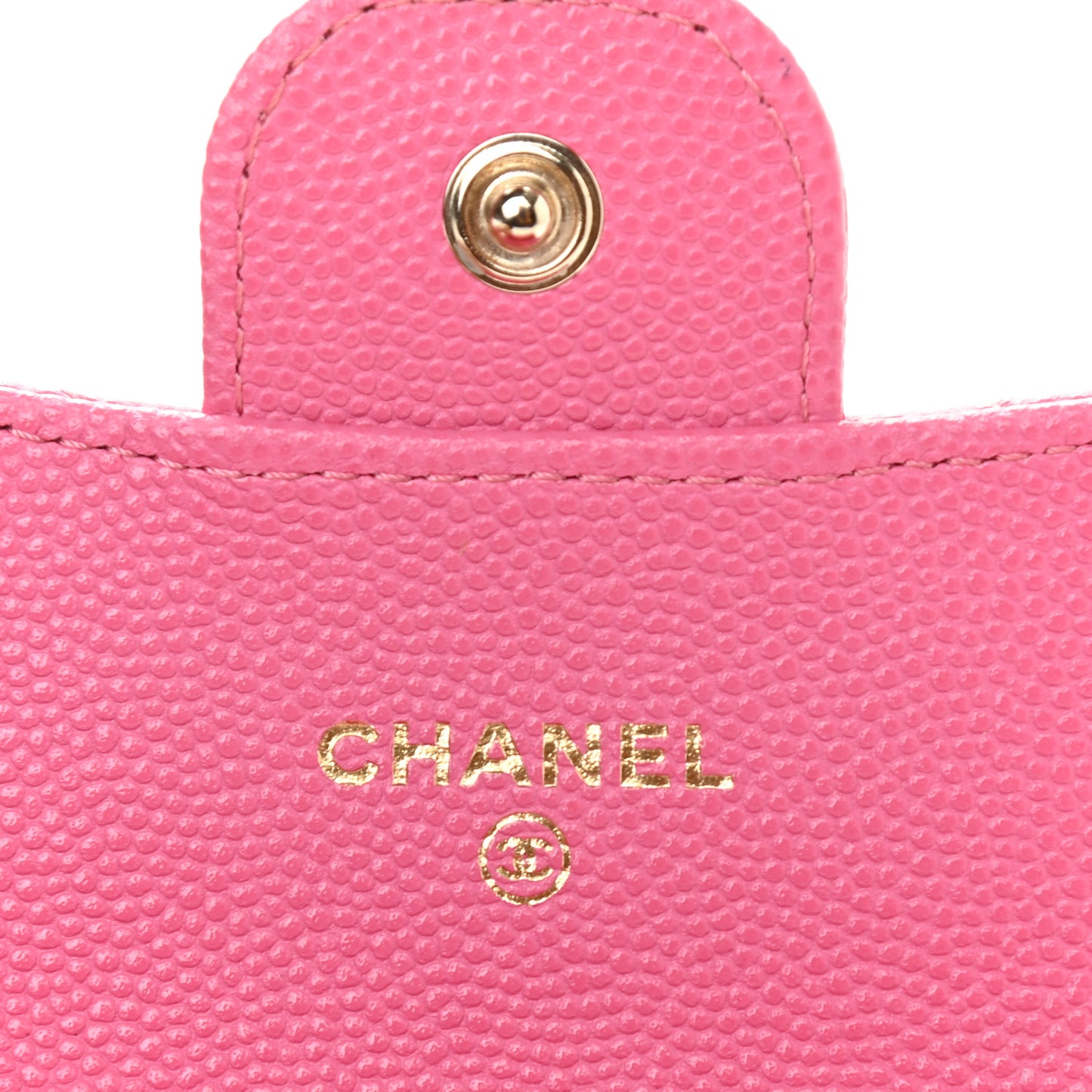 Caviar Quilted Flap Card Holder Pink