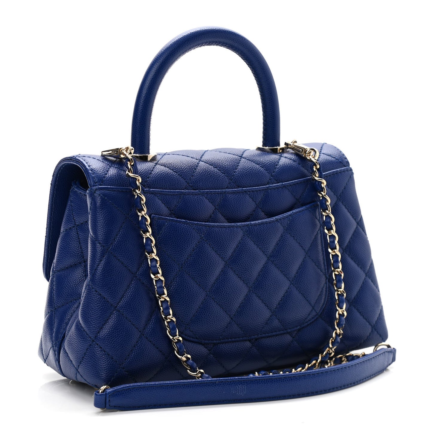 Caviar Quilted Mini Coco Handle Flap Blue