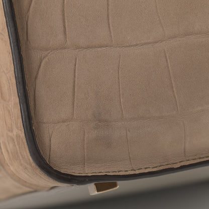 Celine Crocodile Embossed Nubuck Medium Phantom Luggage Beige 14 of 25