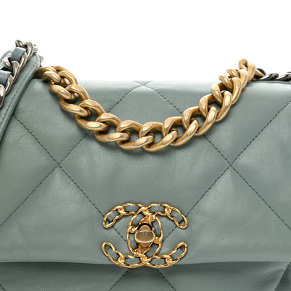 Chanel Goatskin Quilted Medium Chanel 19 Flap Light Green 5 of 10