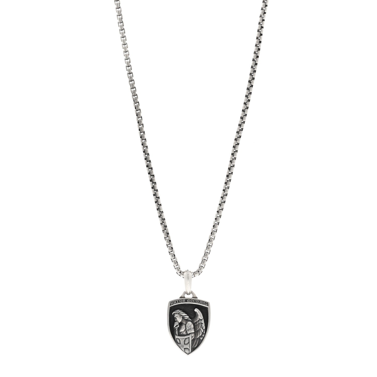 David Yurman Sterling Silver St. Michael Amulet Pendant Necklace 1 of 4