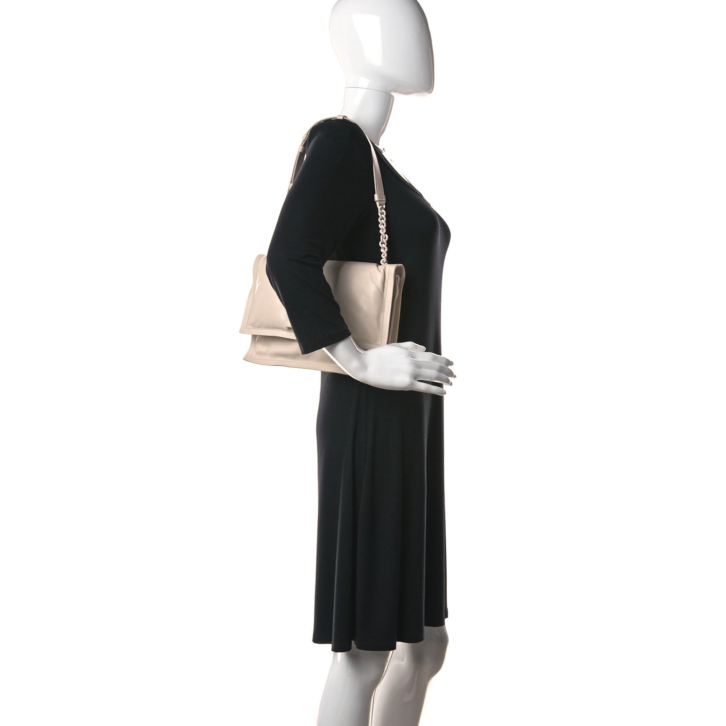 Calfskin Small Viva Bow Shoulder Bag Bone