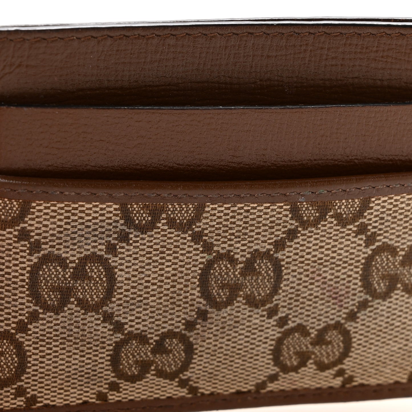 X GUCCI GG Monogram Azalea Calfskin Neo Classic Card Holder Beige Ebony Brown Sugar