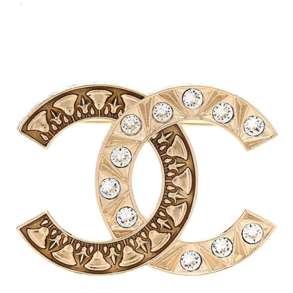 Chanel Metal Crystal CC Brooch Gold 1 of 4