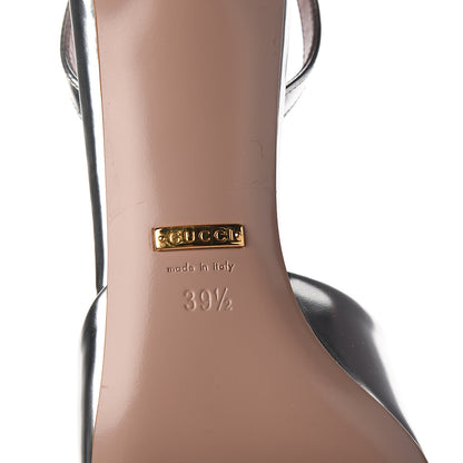 Gucci Metallic Nappa Silk Studded Glow Light Pumps 39.5 Argento 6 of 8