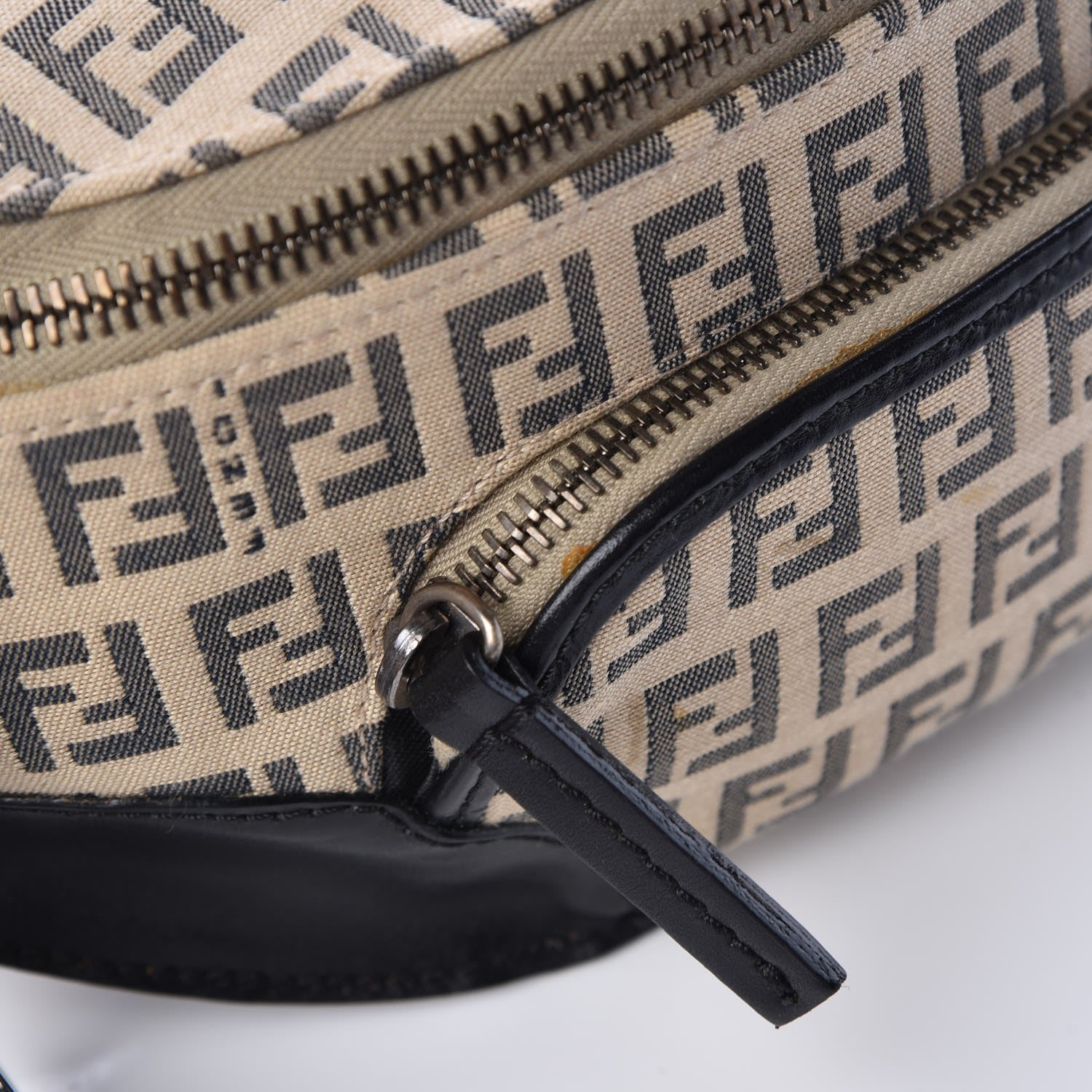 Fendi Zucchino Vitello Pocket Waist Bag Beige Azzurro Blue 6 of 11