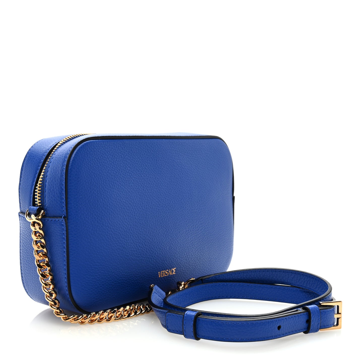 Grainy Calfskin Small Virtus Camera Bag Blue