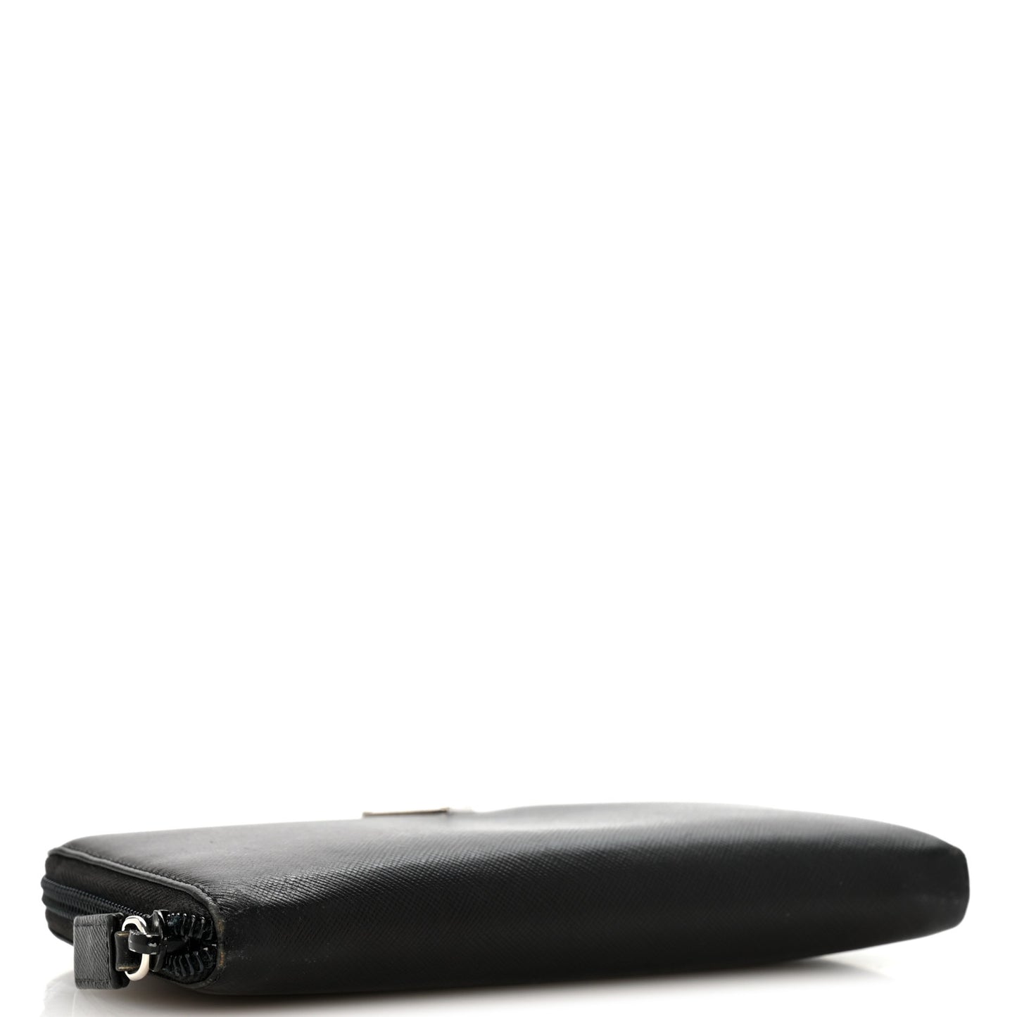 Saffiano Triangle Zip Around Wallet Black