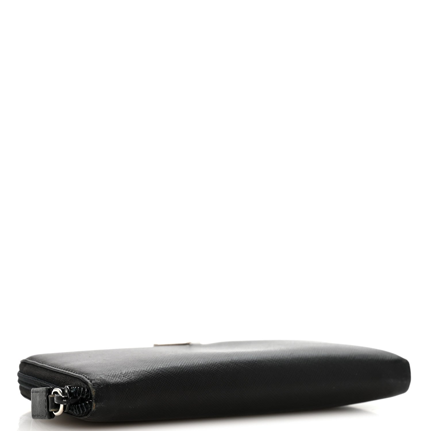 Prada Saffiano Triangle Zip Around Wallet Black 4 of 12