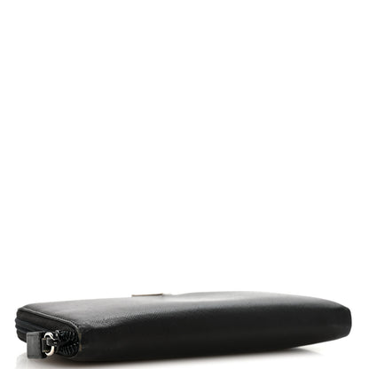 Prada Saffiano Triangle Zip Around Wallet Black 4 of 12