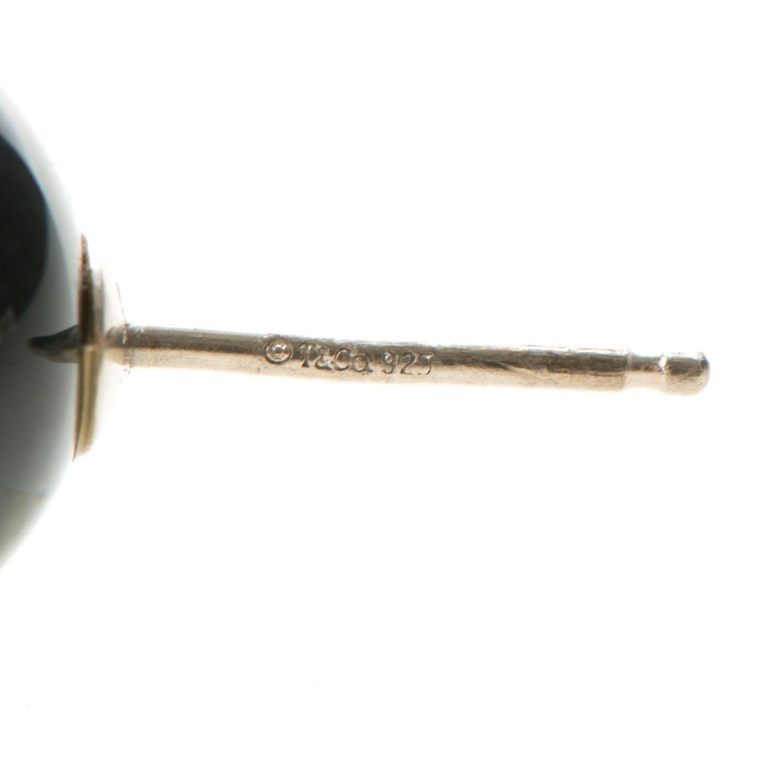 Tiffany Sterling Silver Black Onyx 10mm Ziegfeld Earrings 5 of 6