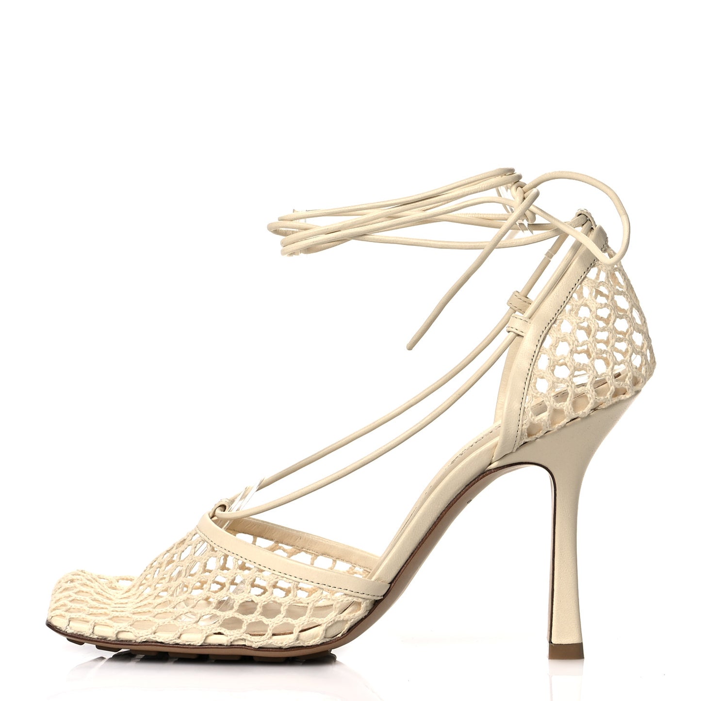 Mesh Nappa Stretch Ankle Tie Sandals 38 Toile
