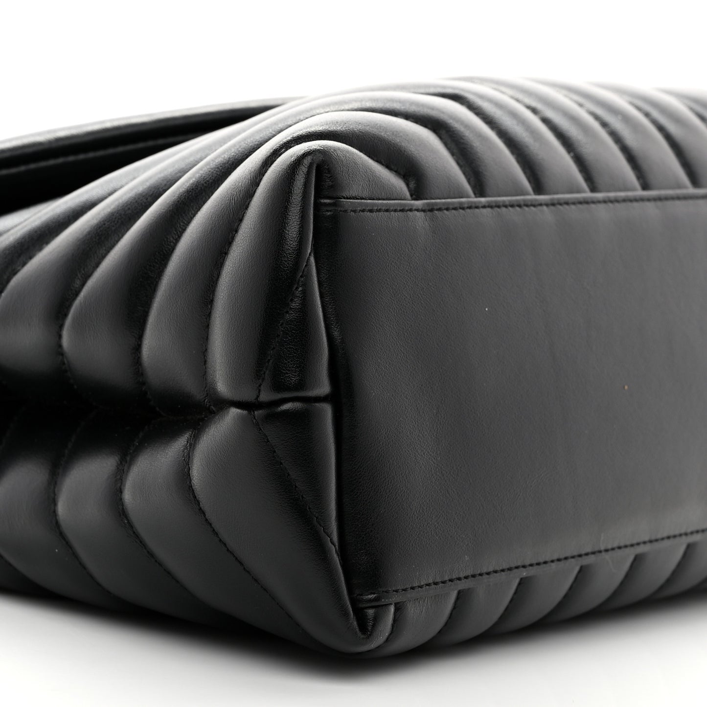 Calfskin Y Quilted Monogram Monochrome Medium Loulou Chain Satchel Black