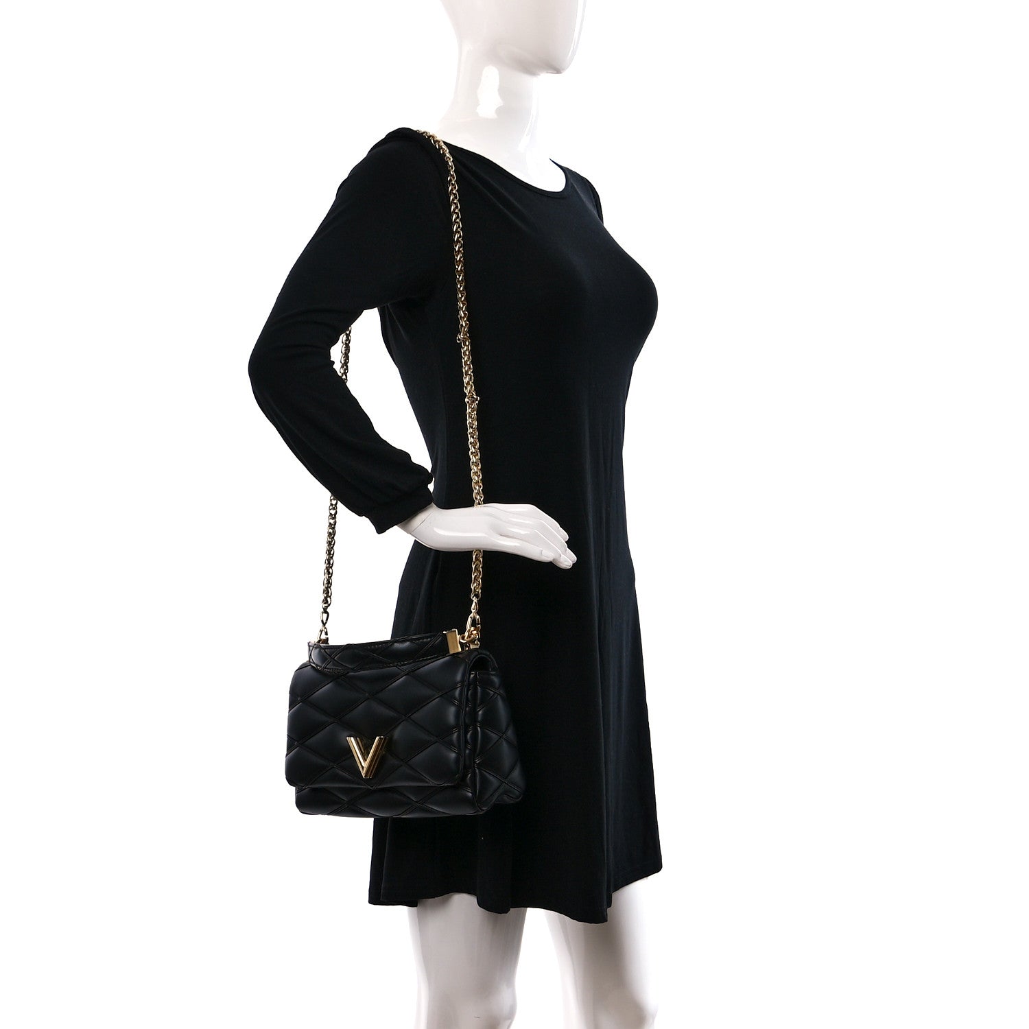 Louis Vuitton Lambskin Malletage Top Handle GO-14 MM Black 2 of 12