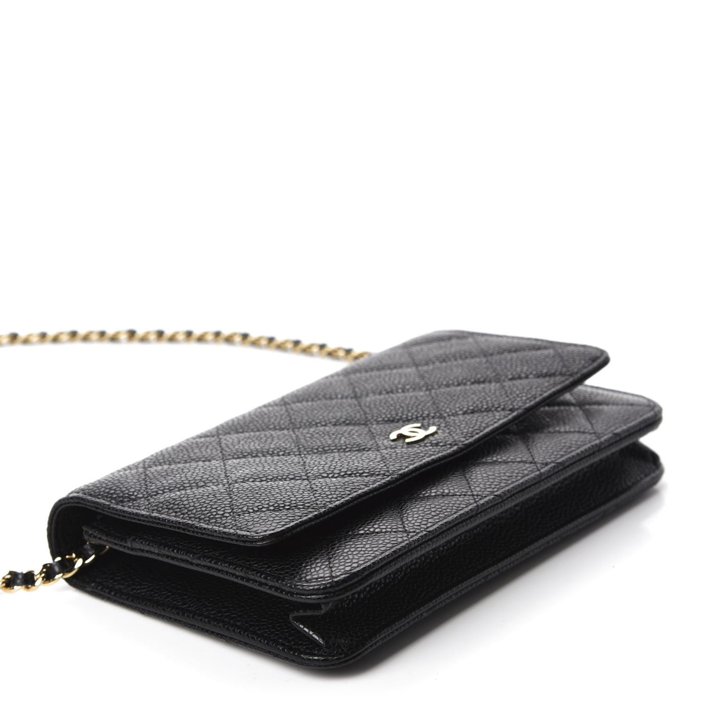 Caviar Quilted Wallet On Chain WOC Black