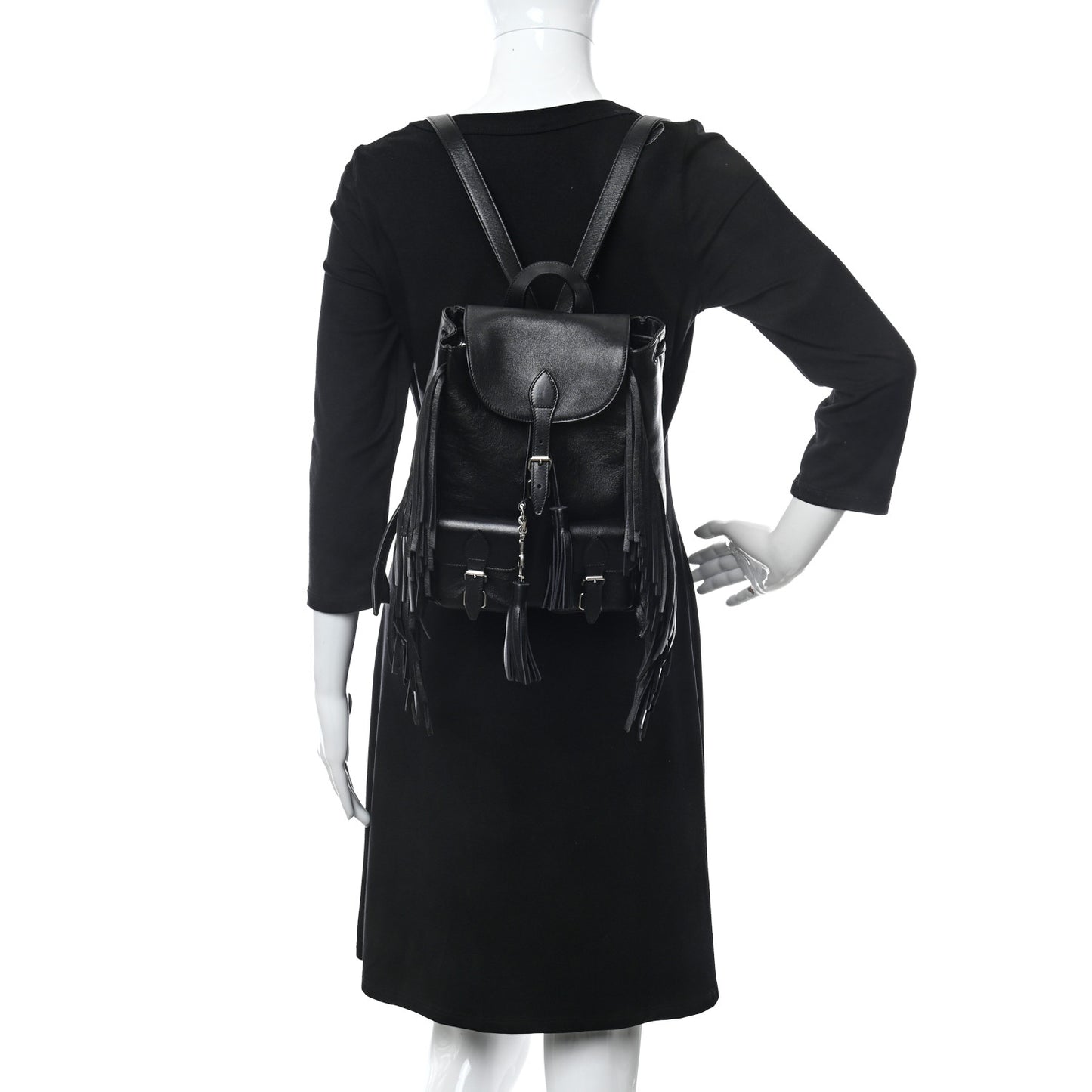 Calfskin Fringe Festival Backpack Black