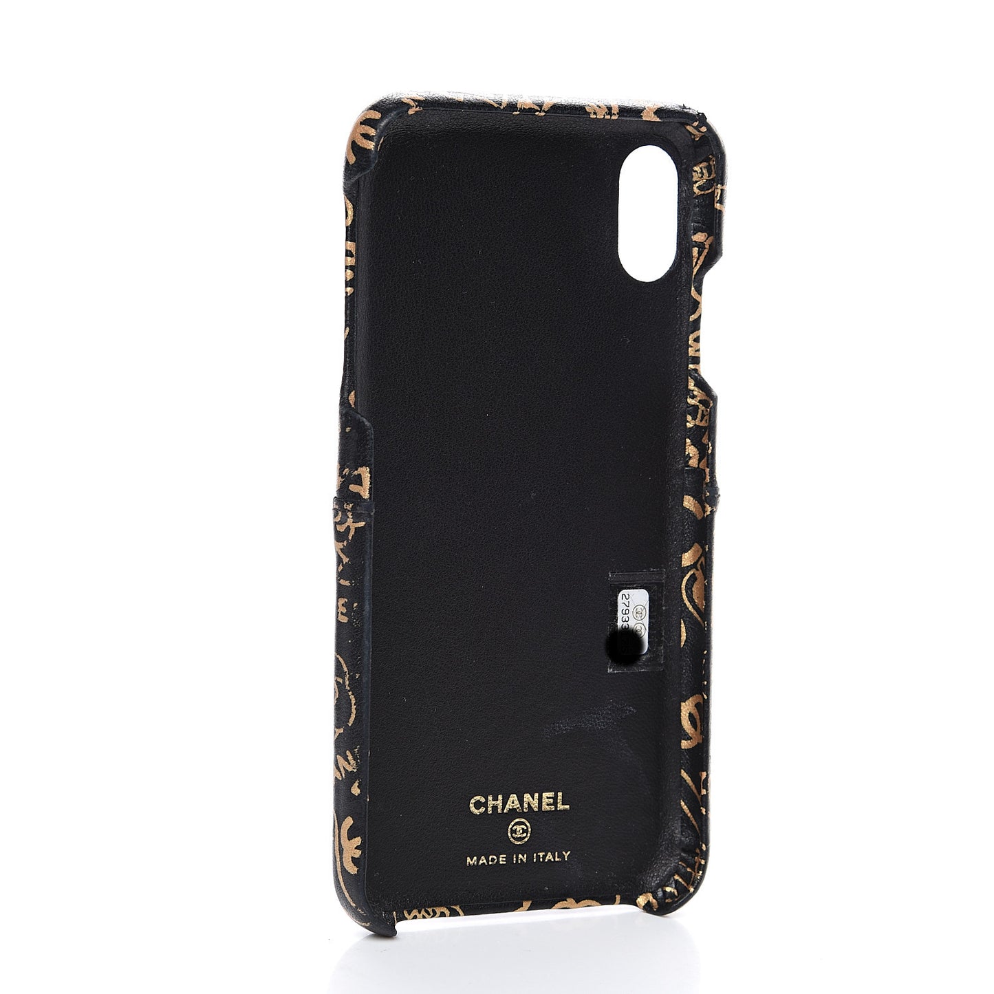 Lambskin Quilted iPhone XR Coco Tech Egyptian Graffiti Case Black Gold