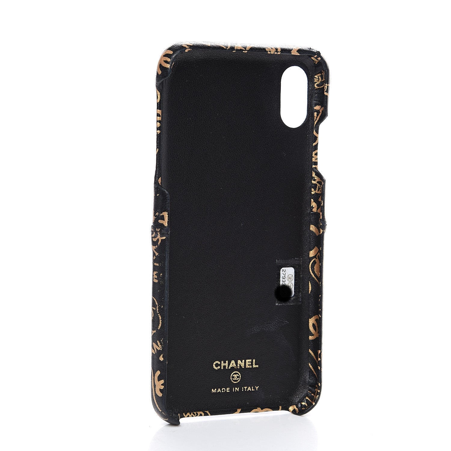 Chanel Lambskin Quilted iPhone XR Coco Tech Egyptian Graffiti Case Black Gold 2 of 7