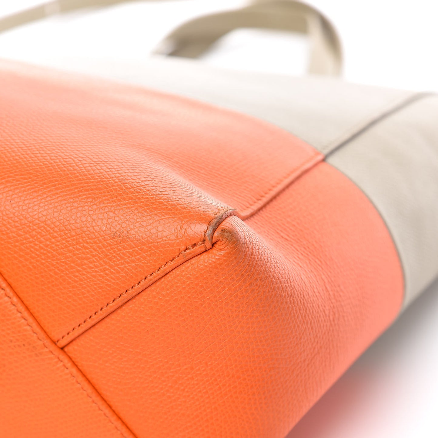Grained Calfskin Small Vertical Bi-Cabas Fluo Orange Taupe