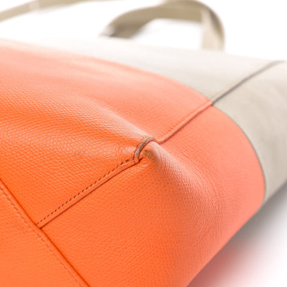 Celine Grained Calfskin Small Vertical Bi-Cabas Fluo Orange Taupe 20 of 23