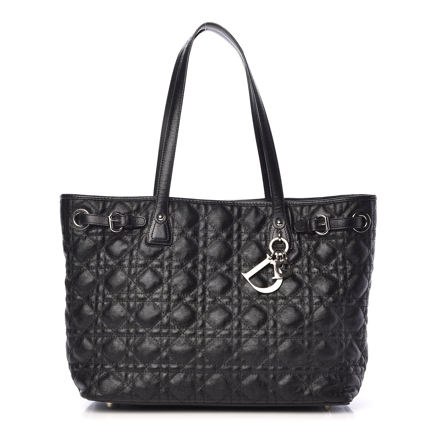 Coated Canvas Cannage Medium Panarea Tote Black