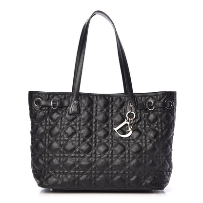 Christian Dior Coated Canvas Cannage Medium Panarea Tote Black 1 of 12
