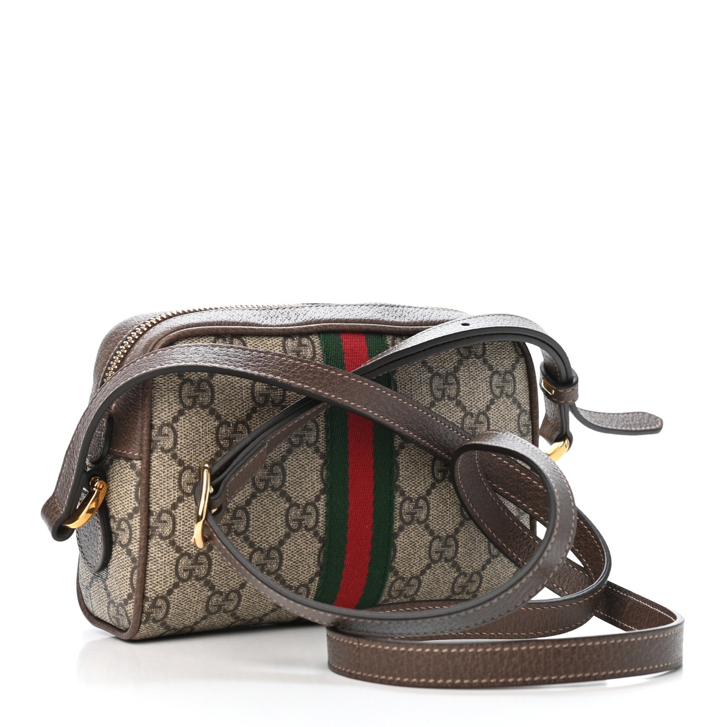 GG Supreme Monogram Web Mini Ophidia Shoulder Bag Brown
