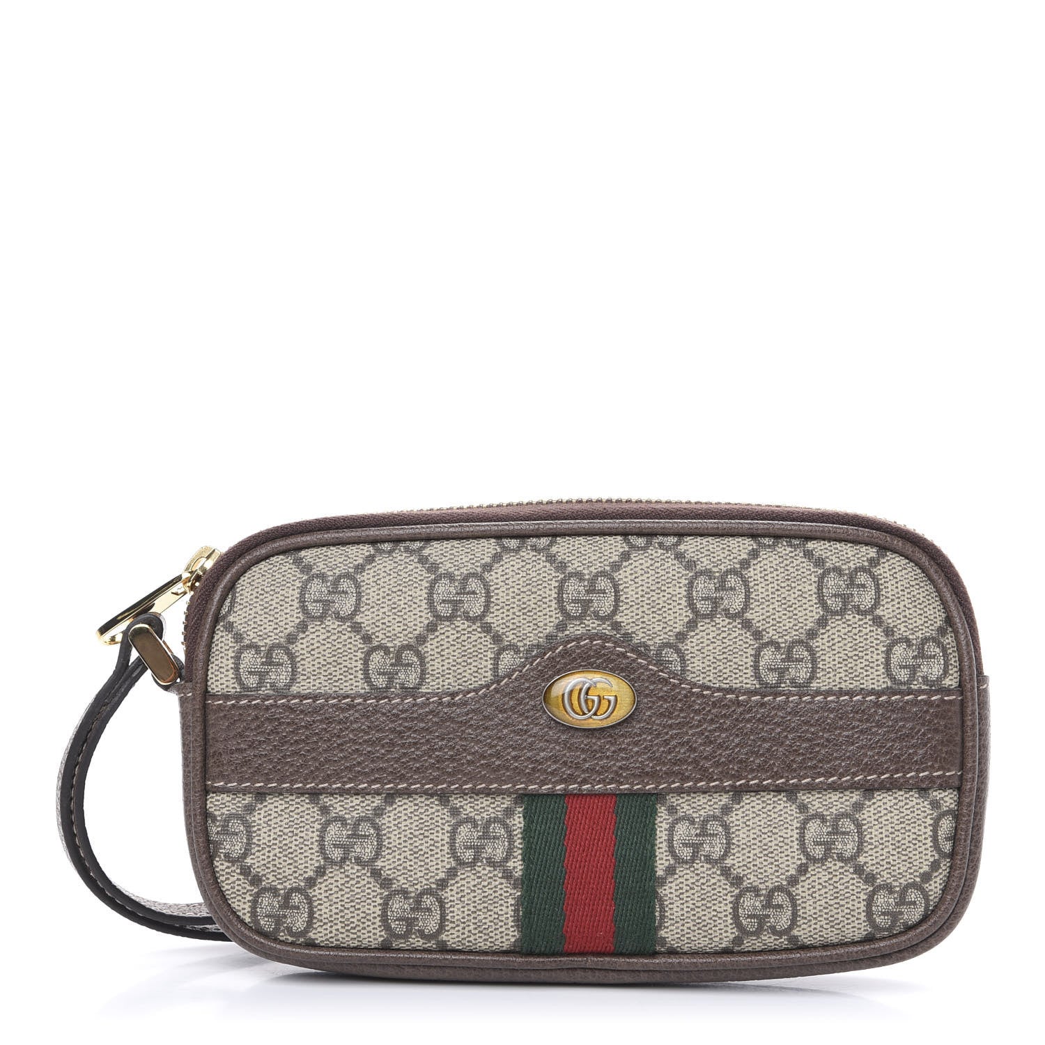 Gucci GG Supreme Monogram Ophidia Phone Case Wristlet Brown 1 of 8