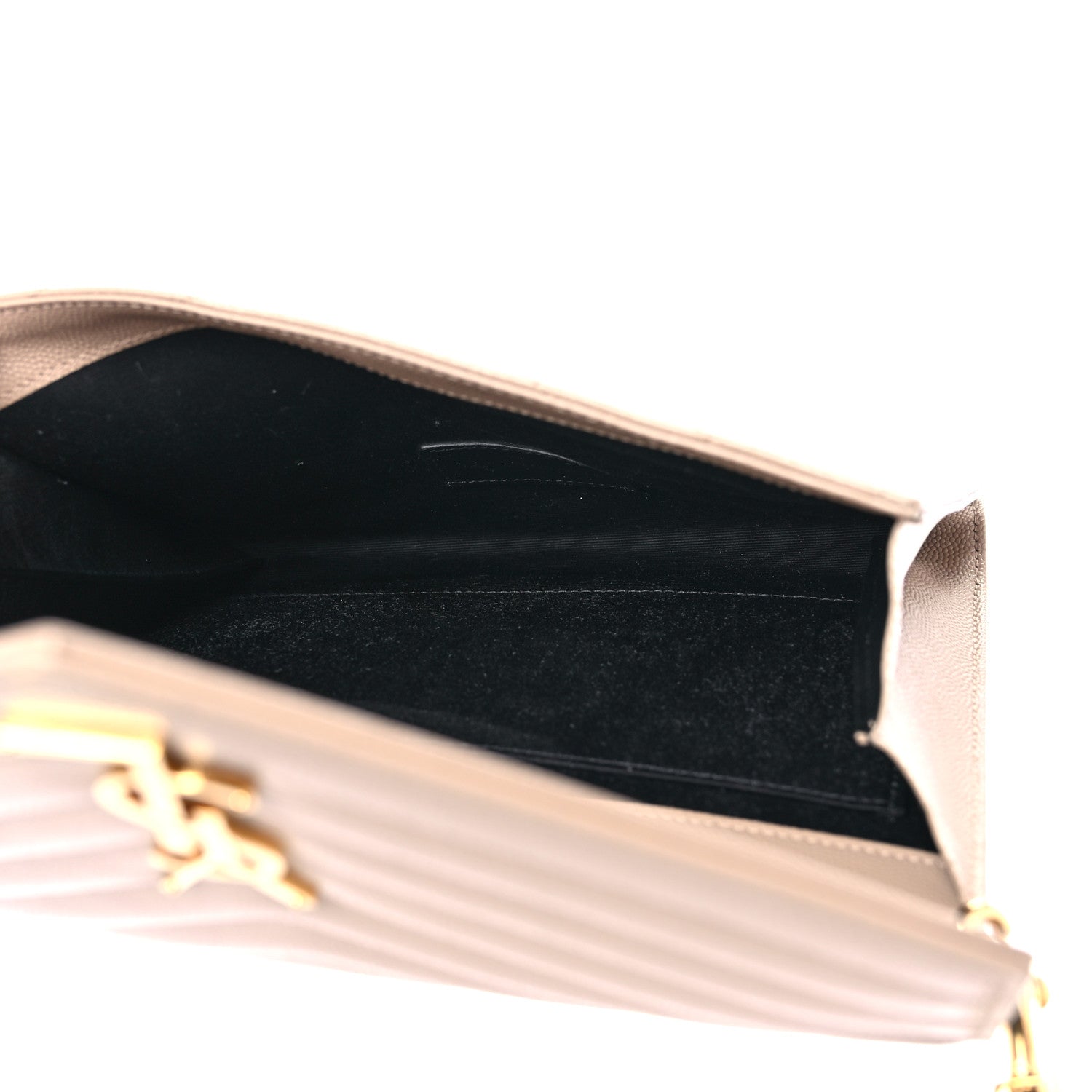 Saint Laurent Grain De Poudre Matelasse Chevron Monogram Envelope Clutch Dark Beige 5 of 9