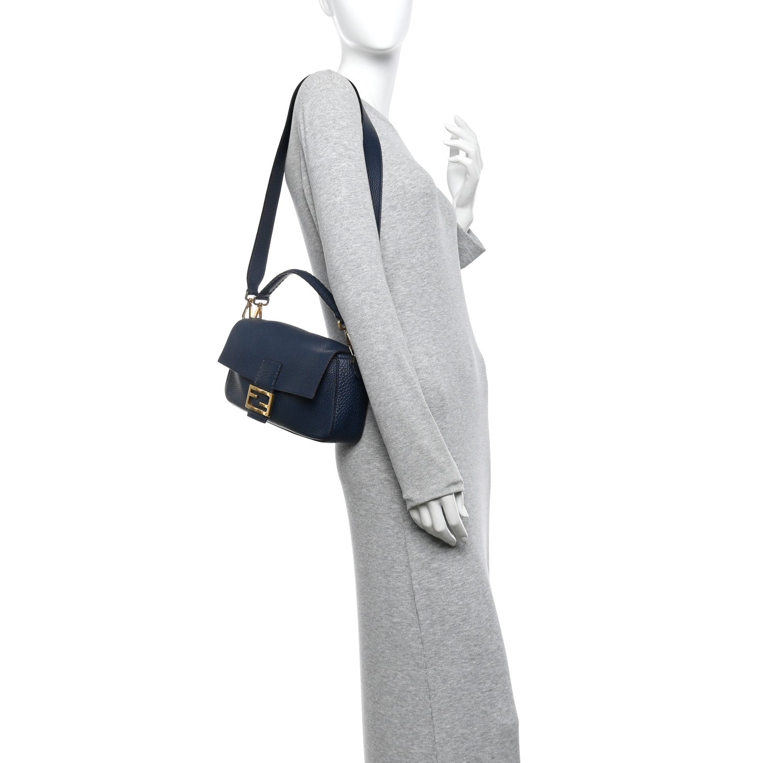 Fendi Cuoio Romano Selleria Baguette Indaco 2 of 9