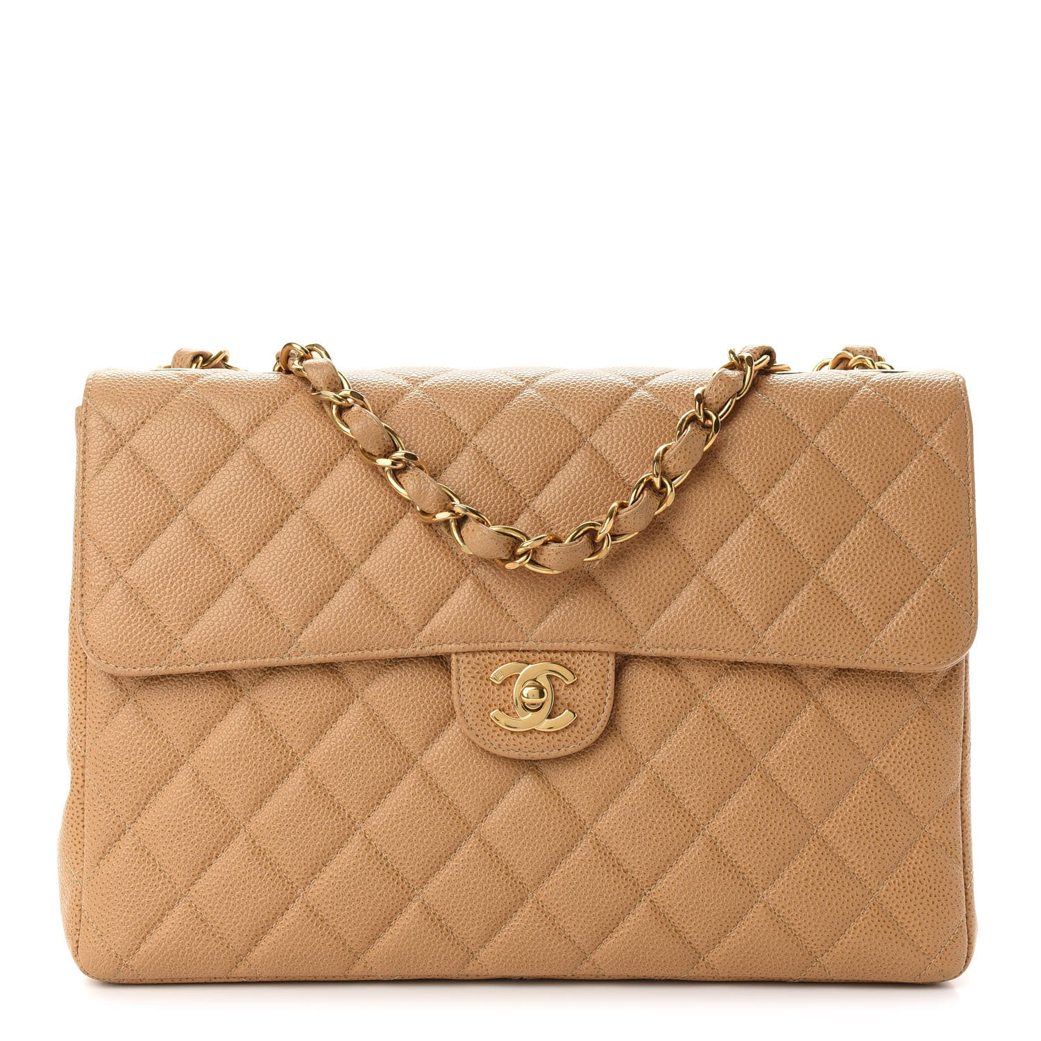 Chanel Caviar Quilted Jumbo Single Flap Beige 1 of 9