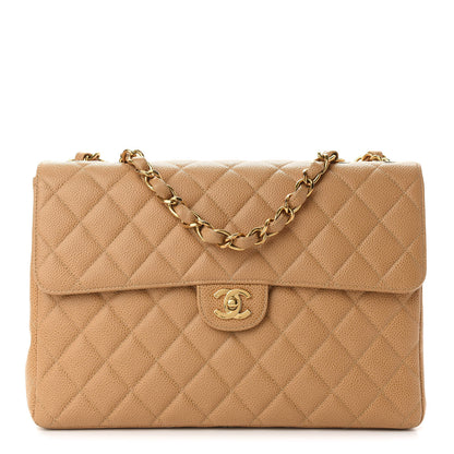 Chanel Caviar Quilted Jumbo Single Flap Beige 1 of 9