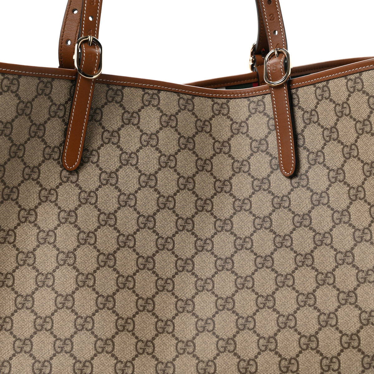 Gucci GG Supreme Monogram Emblem Maxi Tote Bag Beige Dark Brown 8 of 10