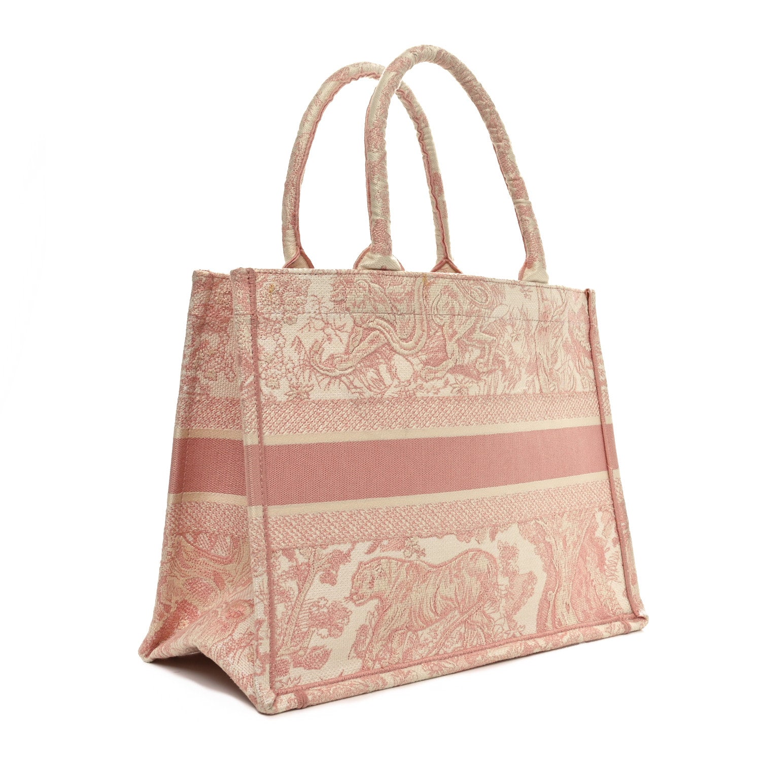 Christian Dior Canvas Toile De Jouy Embroidered Medium Book Tote Pink 3 of 12