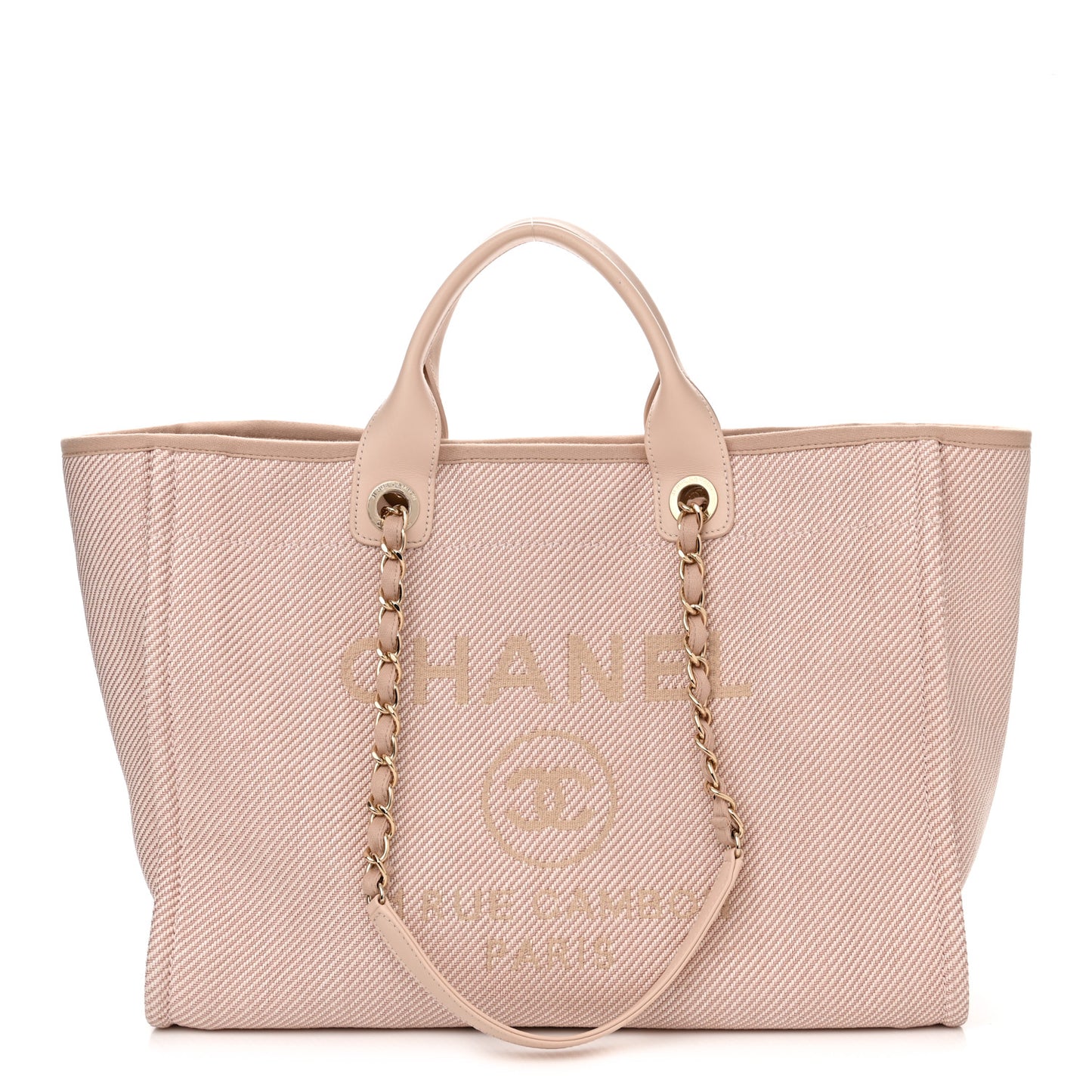 Mixed Fibers Calfskin Medium Deauville Tote Beige