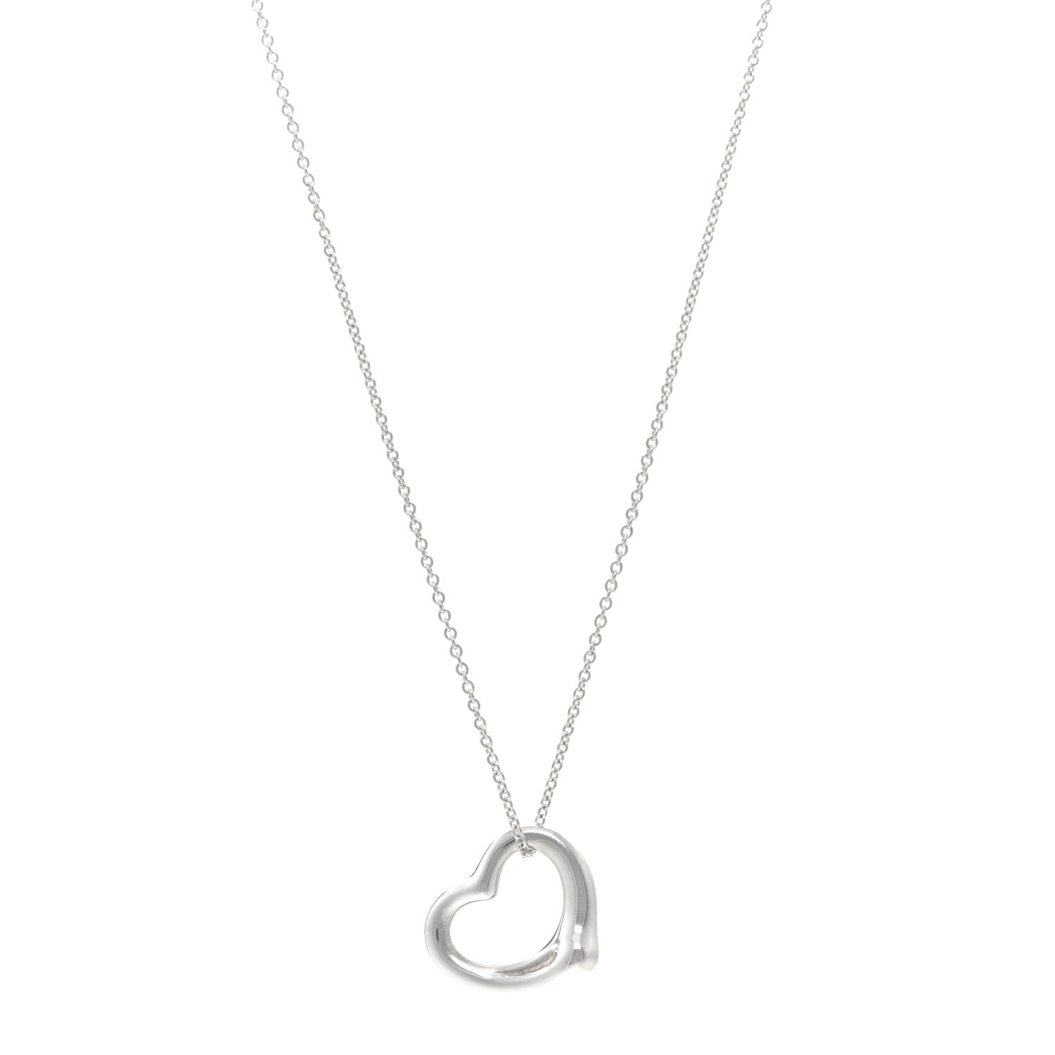Tiffany Sterling Silver 22mm Elsa Peretti Open Heart Pendant Necklace 1 of 4